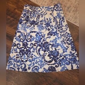 Mario Serrani Blue and White A-Line Skirt